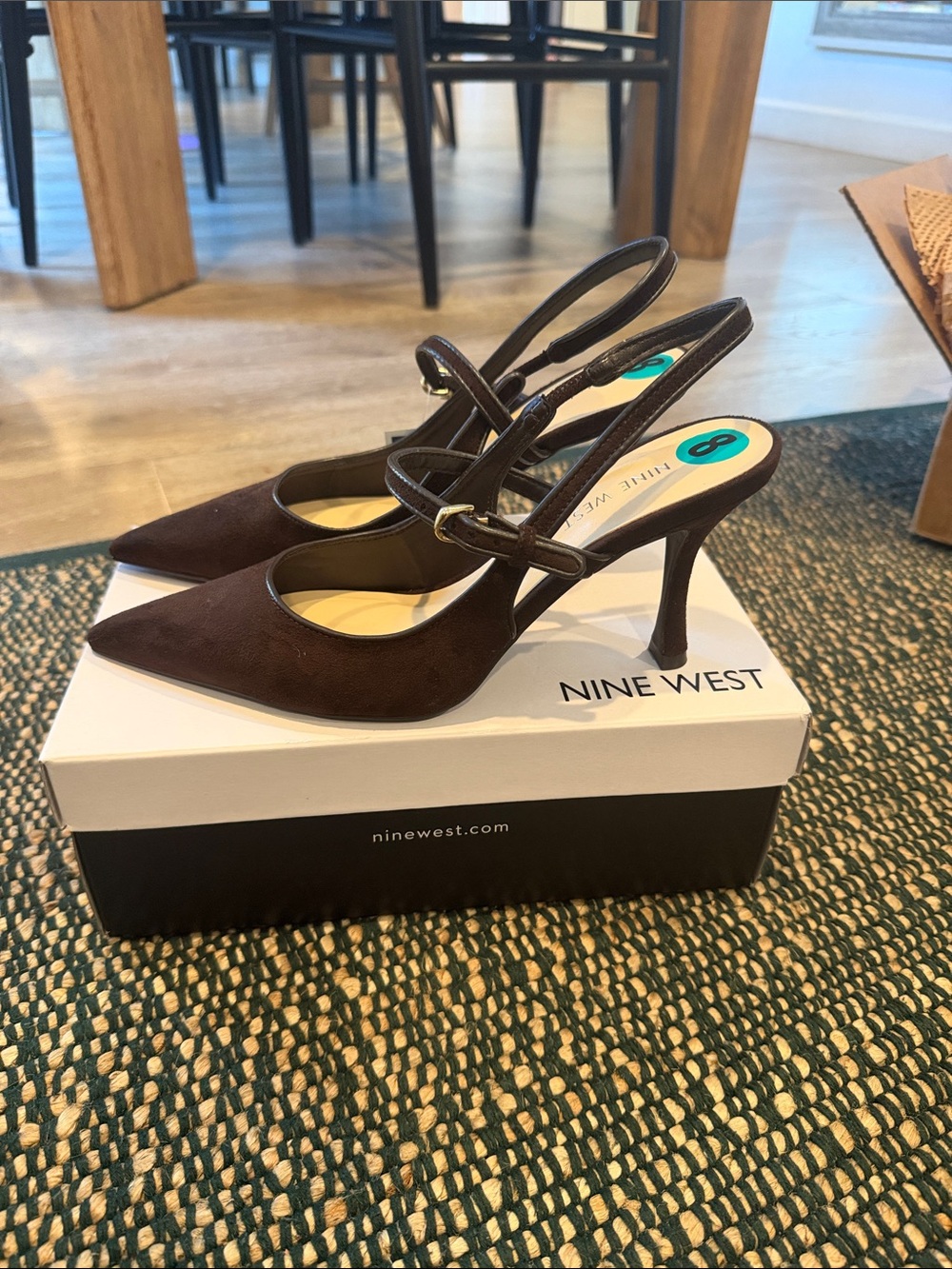 Nine West Brown Pointed-Toe Slingback Heels - Picture 2 of 5